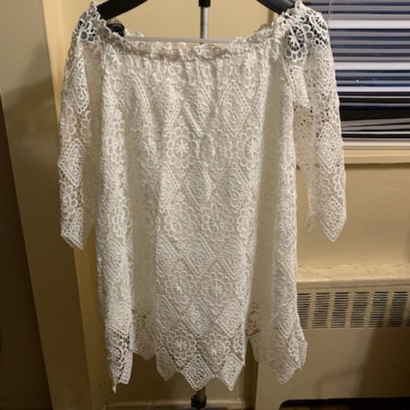 White lace Dress off the shoulder dress - Picture 1 of 7